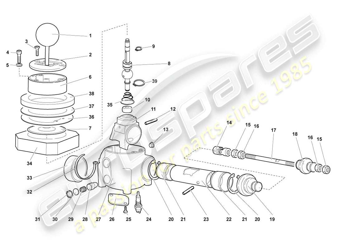 lamborghini lp640 roadster (2010) montaggio per meccanismo del cambio schema delle parti