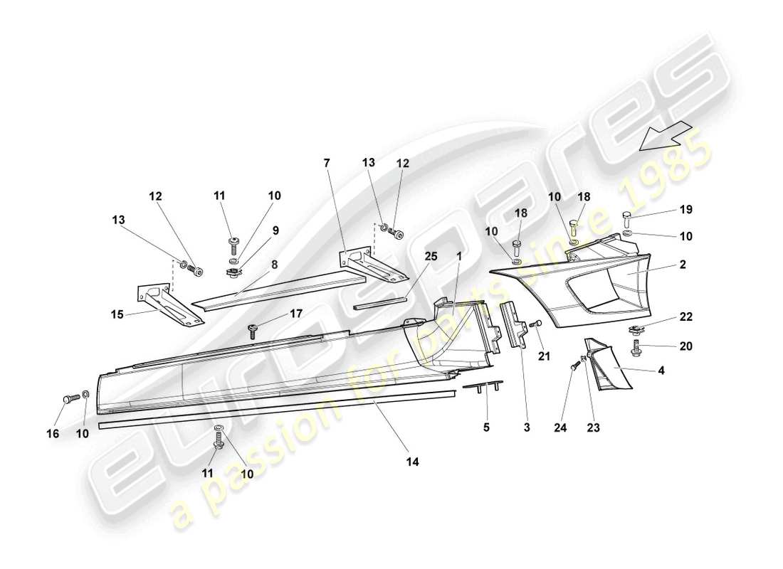 lamborghini lp640 coupe (2009) membro laterale sinistro schema delle parti