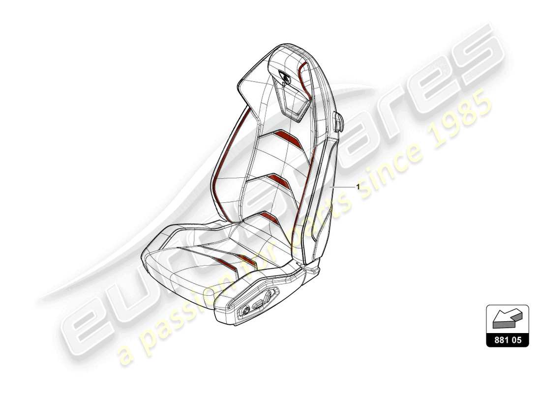 lamborghini evo coupe 2wd (2022) schema delle parti sedile 'evo trim'