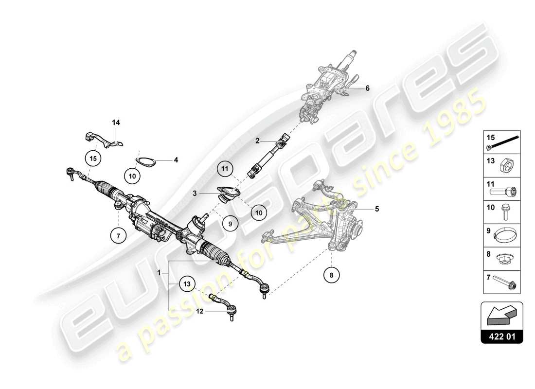 lamborghini evo spyder (2024) servosterzo diagramma delle parti