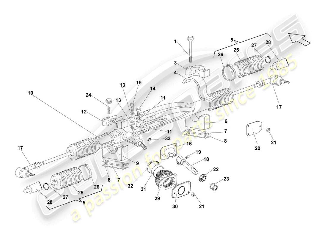lamborghini lp550-2 coupe (2012) schema delle parti della scatola dello sterzo