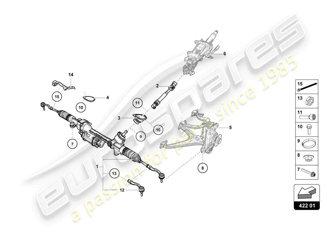 lamborghini tecnica (2023) servosterzo diagramma delle parti