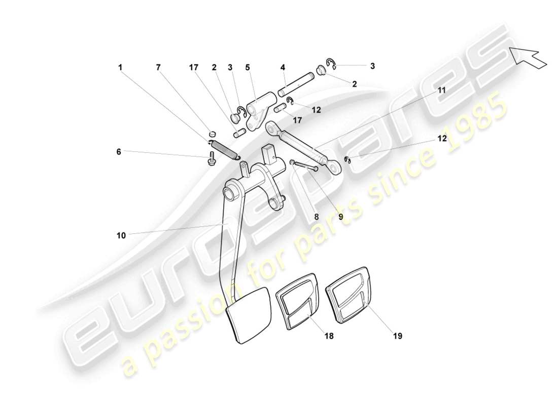 lamborghini lp550-2 spyder (2012) pedale del freno diagramma delle parti