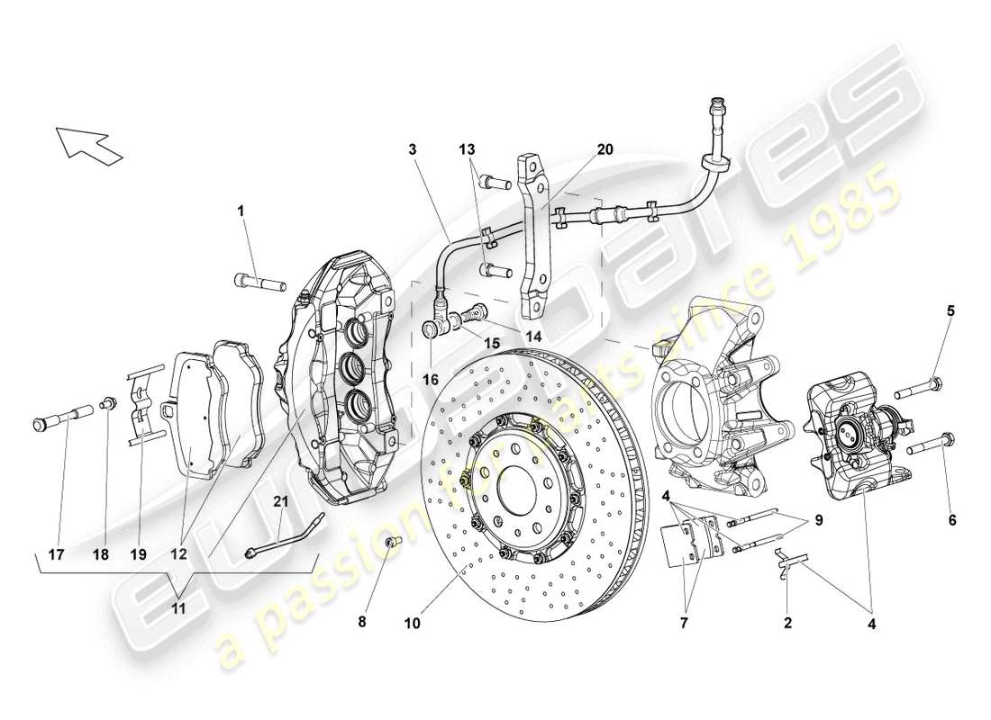 lamborghini lp640 roadster (2009) schema delle parti freno a disco posteriore