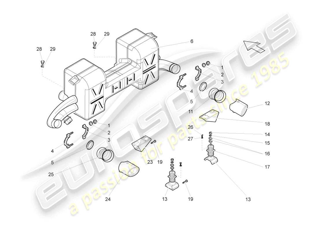 lamborghini gallardo spyder (2008) silenziatore posteriore schema delle parti