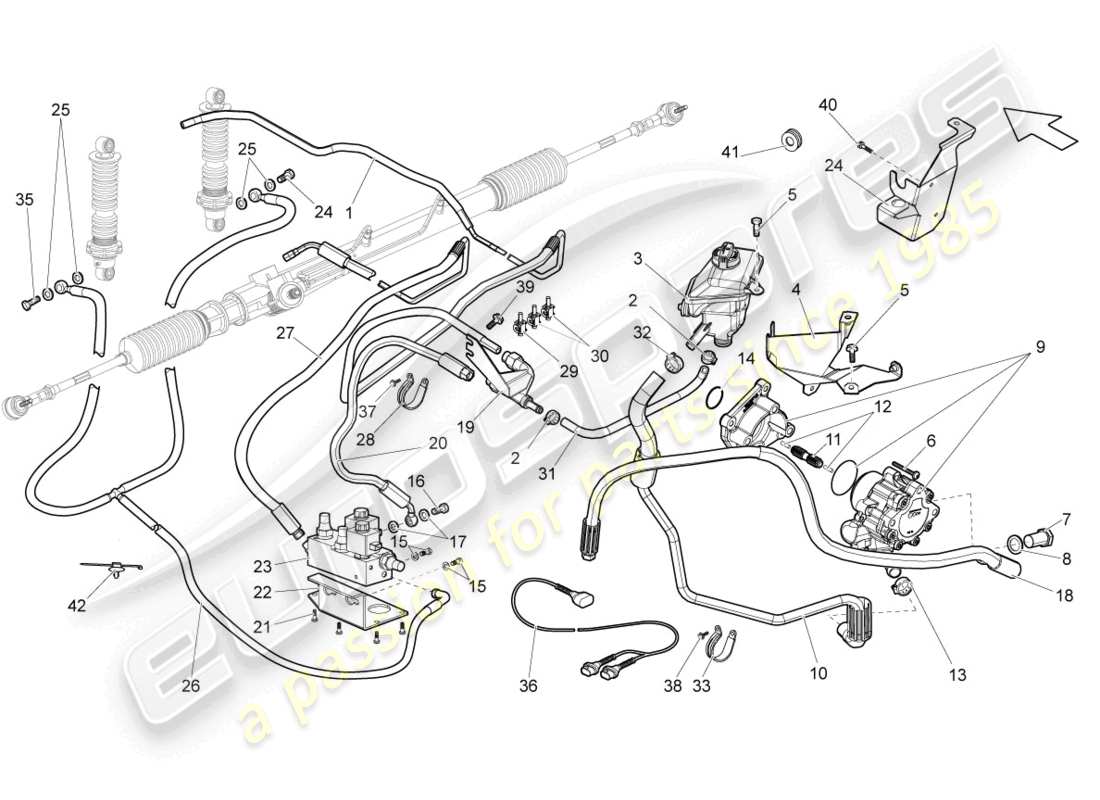 lamborghini gallardo spyder (2007) schema delle parti della scatola dello sterzo