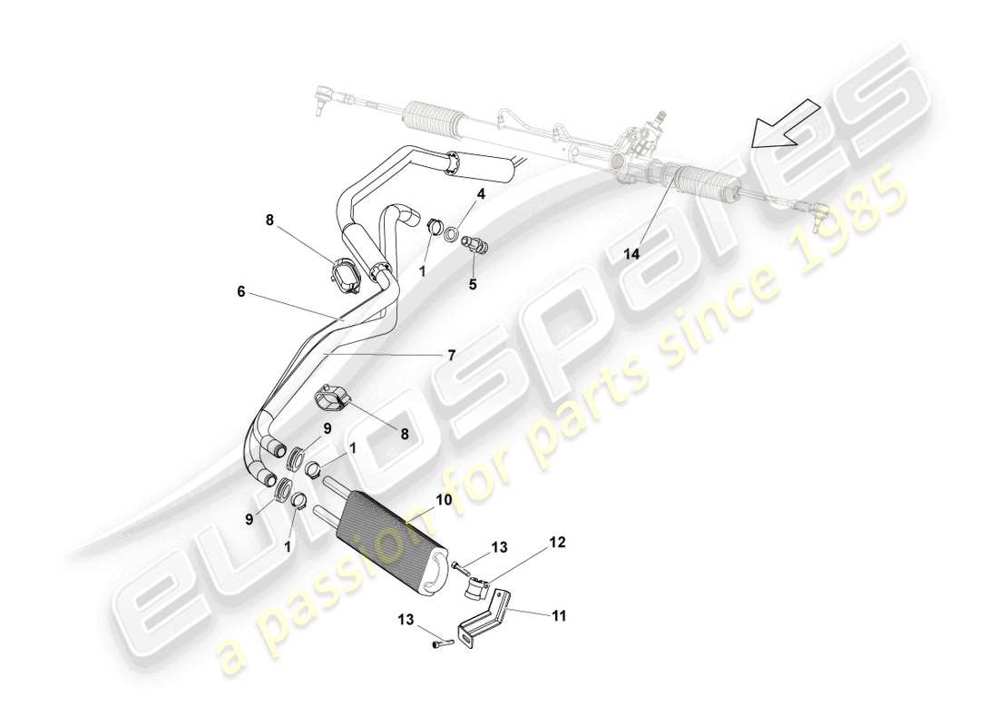lamborghini gallardo spyder (2007) schema delle parti del raffreddatore dell'olio