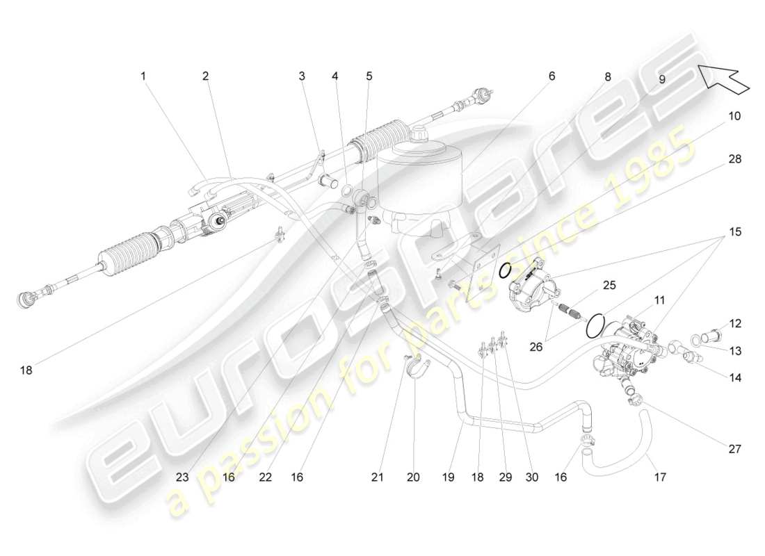 lamborghini gallardo coupe (2004) sterzo diagramma delle parti