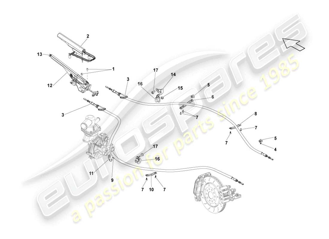 lamborghini lp570-4 spyder performante (2014) leva del freno diagramma delle parti