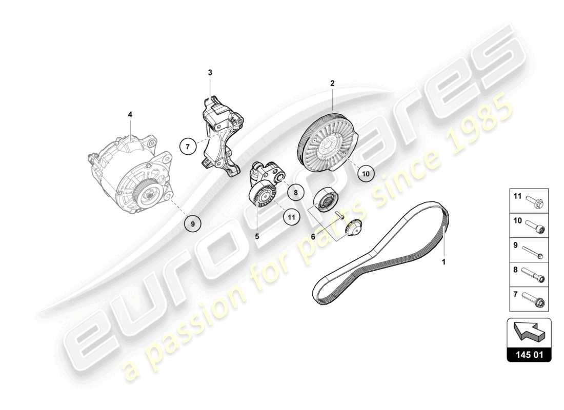 lamborghini evo coupe 2wd (2022) parti singole per 3-phase alternatore diagramma delle parti