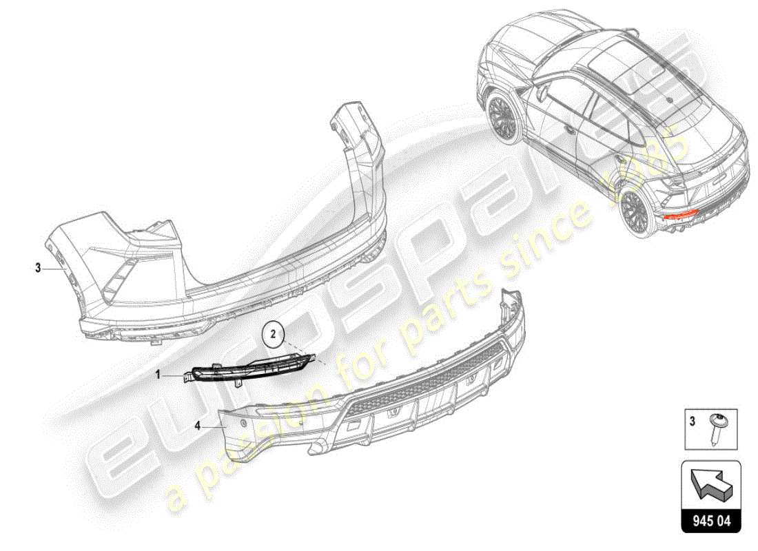 lamborghini 2025 | urus se led-nebelschlusslicht teilediagramm