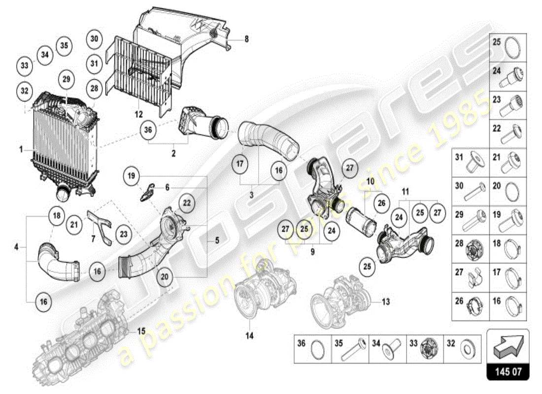 lamborghini 2025 | urus se ladeluftkühler teilediagramm