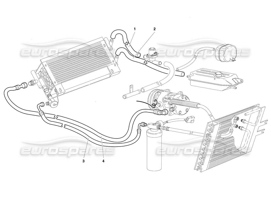 lamborghini diablo se30 (1995) diagramma delle parti del climatizzatore (valido per versione rh d. - gennaio 1995).