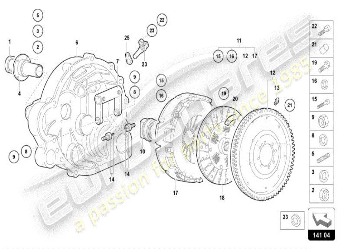 lamborghini diablo vt (1995) volano con frizione diagramma delle parti