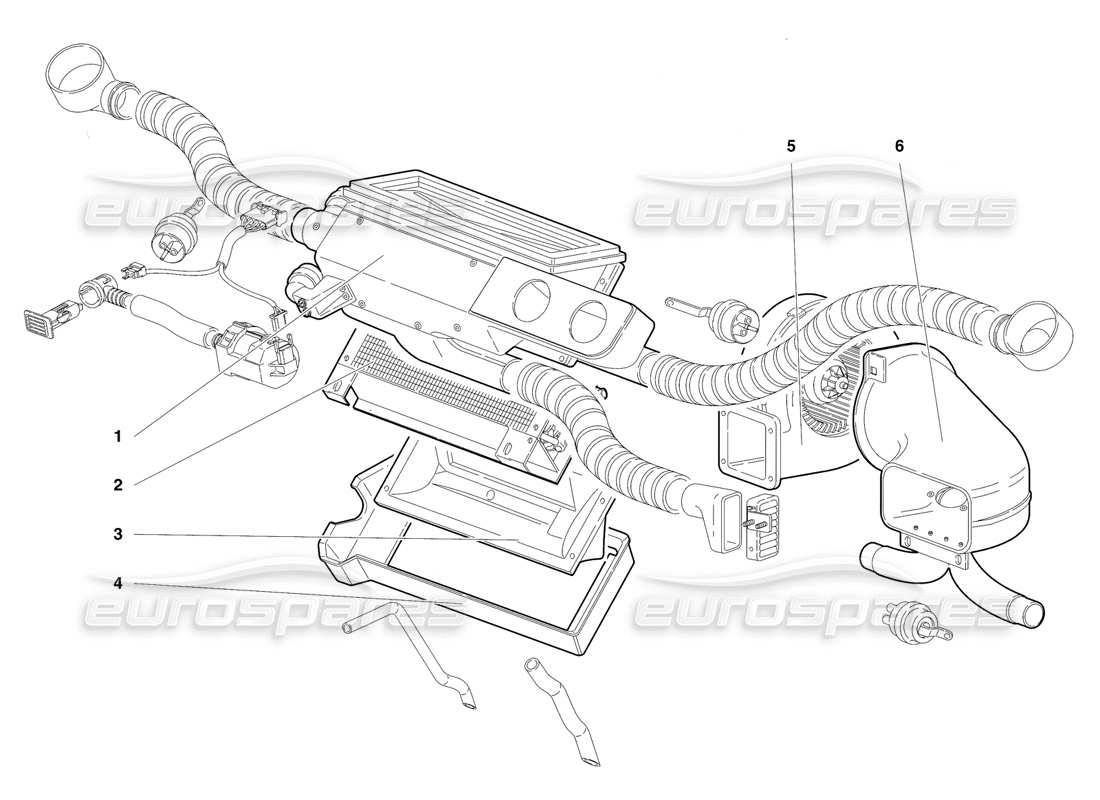 lamborghini diablo se30 (1995) diagramma delle parti del climatizzatore (valido per versione rh d. - gennaio 1995).