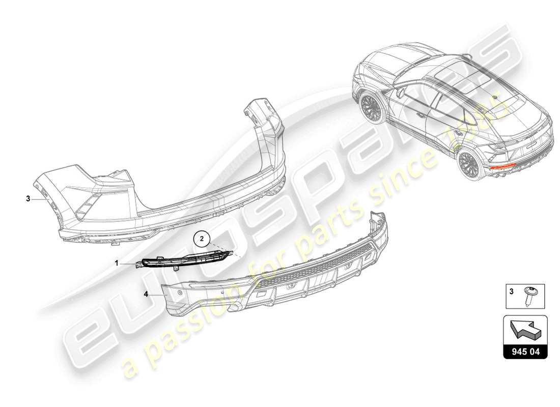 lamborghini urus (2019) faro retronebbia a led diagramma delle parti
