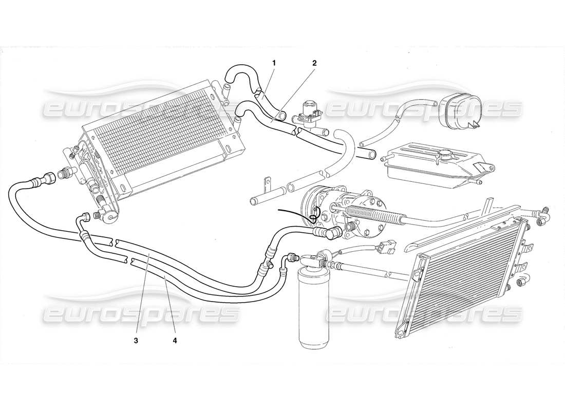 lamborghini diablo roadster (1998) diagramma delle parti del climatizzatore (valido per il regno unito 1998).