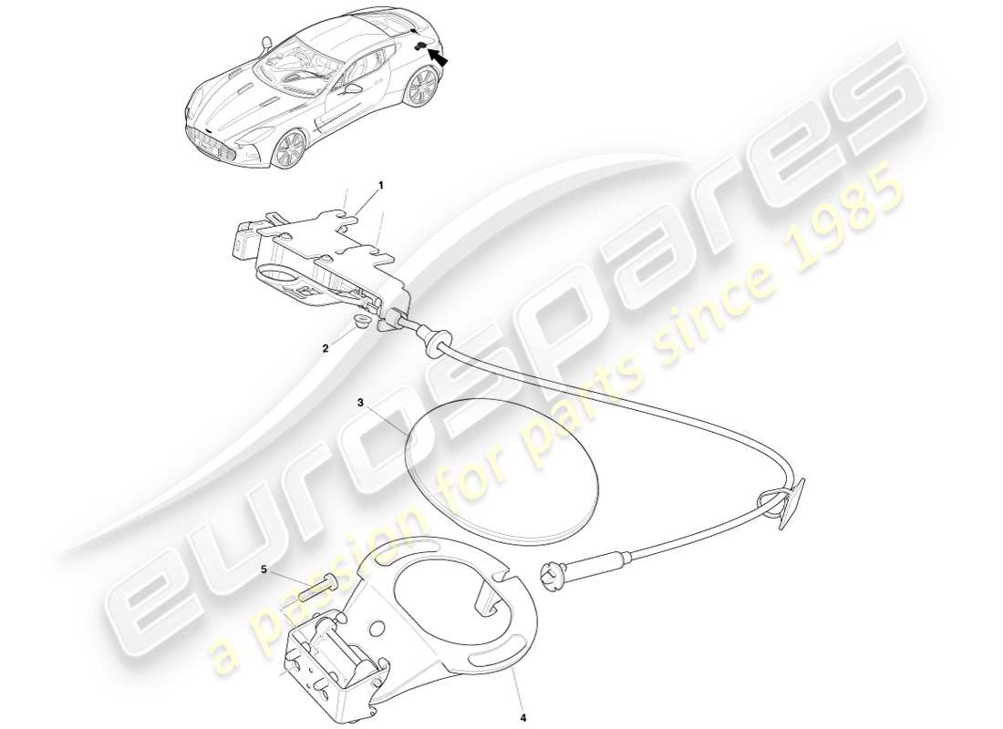 aston martin one-77 (2011) meccanismo di rifornimento del carburante diagramma delle parti