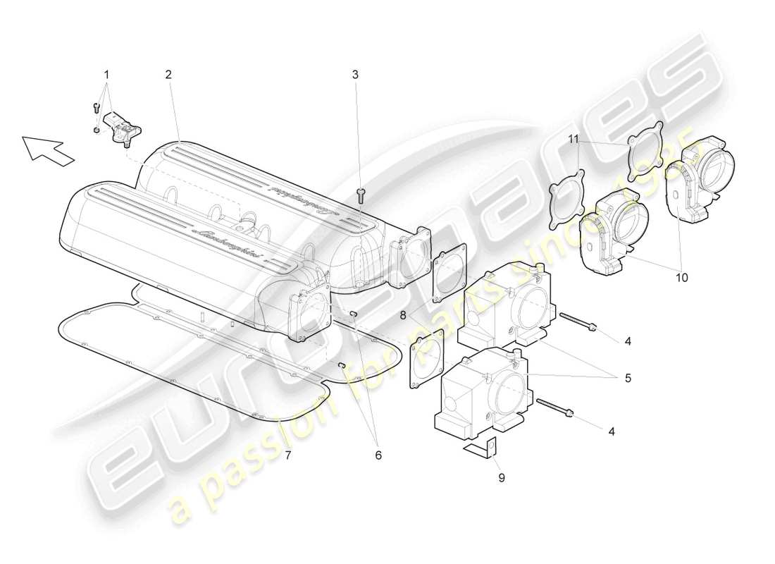 lamborghini gallardo spyder (2008) collettore di aspirazione diagramma delle parti