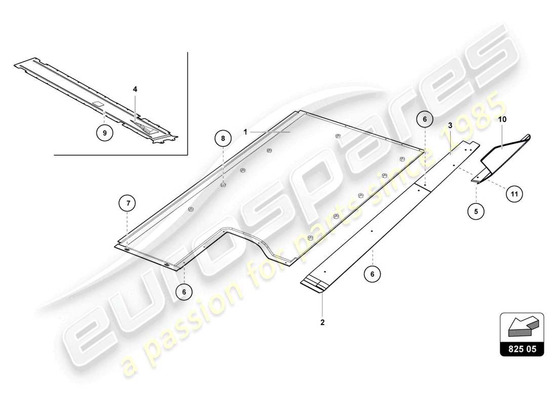lamborghini super trofeo evo (2018) piano centrale schema delle parti
