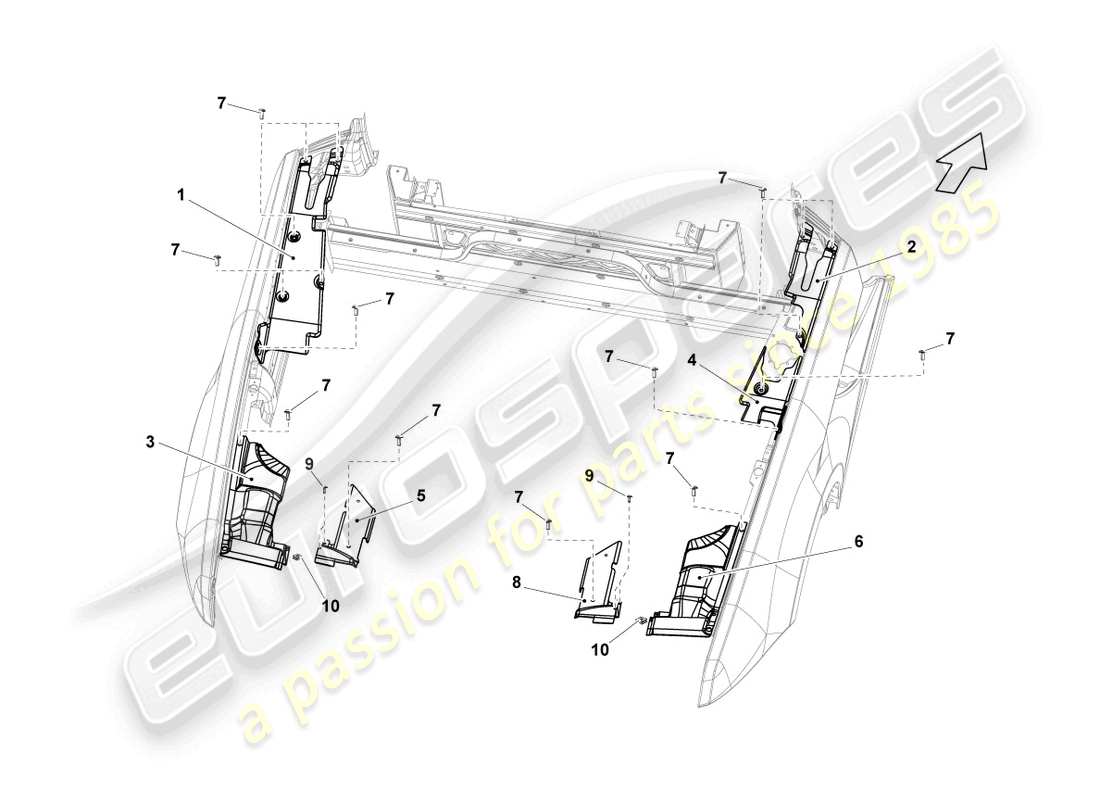lamborghini lp560-4 spider (2010) copertura vano motore diagramma delle parti