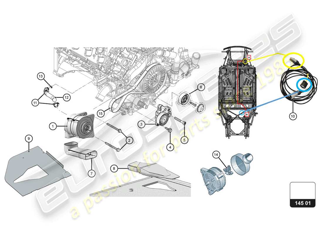 lamborghini super trofeo evo 2 (2022) distribuzione - schema delle parti alternatore