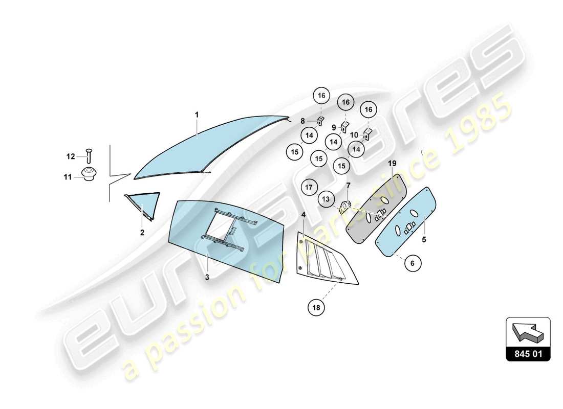 lamborghini super trofeo evo 2 (2022) diagramma delle parti di windows