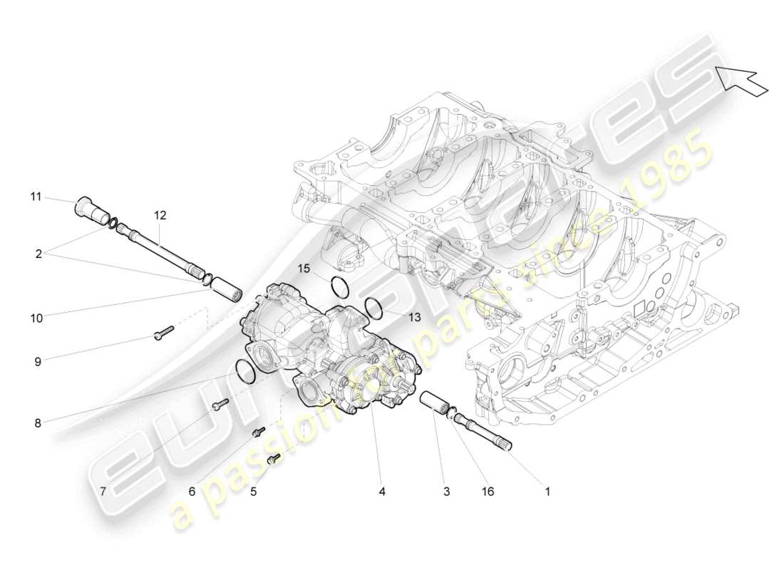 lamborghini gallardo spyder (2008) schema delle parti della pompa dell'olio