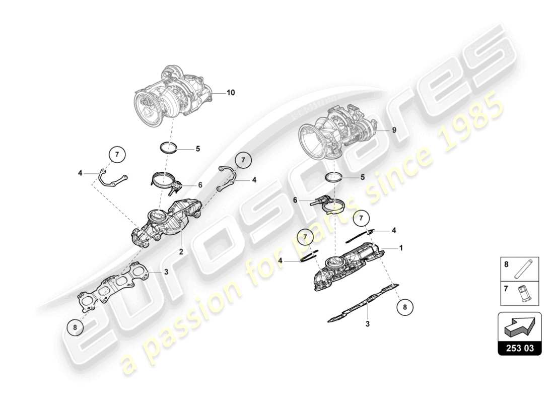 lamborghini urus (2019) collettori di scarico diagramma delle parti