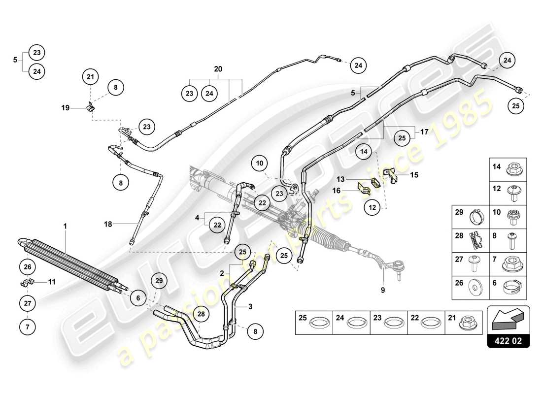 lamborghini countach lpi 800-4 (2022) servosterzo diagramma delle parti