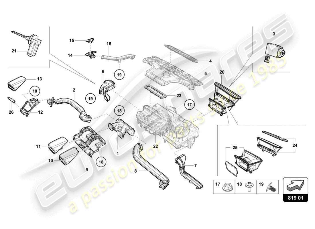 lamborghini tecnica (2023) condotto dell'aria diagramma delle parti