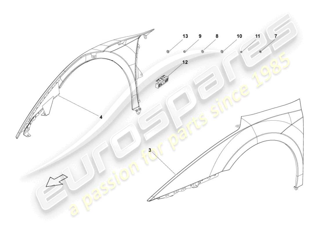 lamborghini lp560-2 coupe 50 (2014) ala anteriore diagramma delle parti
