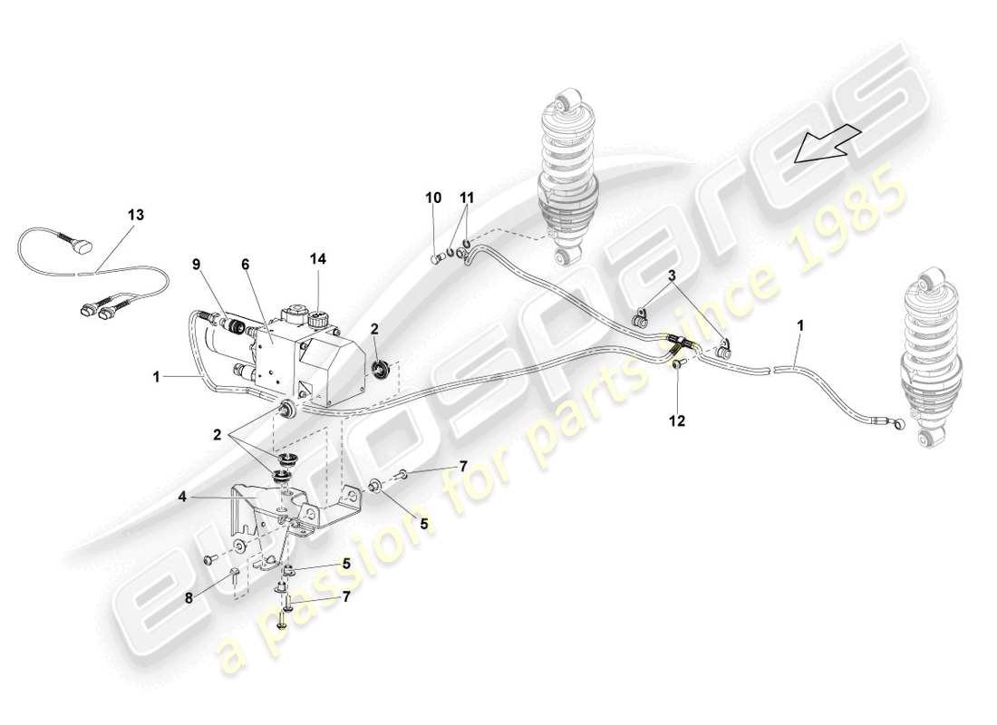 lamborghini lp570-4 spyder performante (2013) impianto idraulico e contenitore fluidi con connect. pezzi schema delle parti