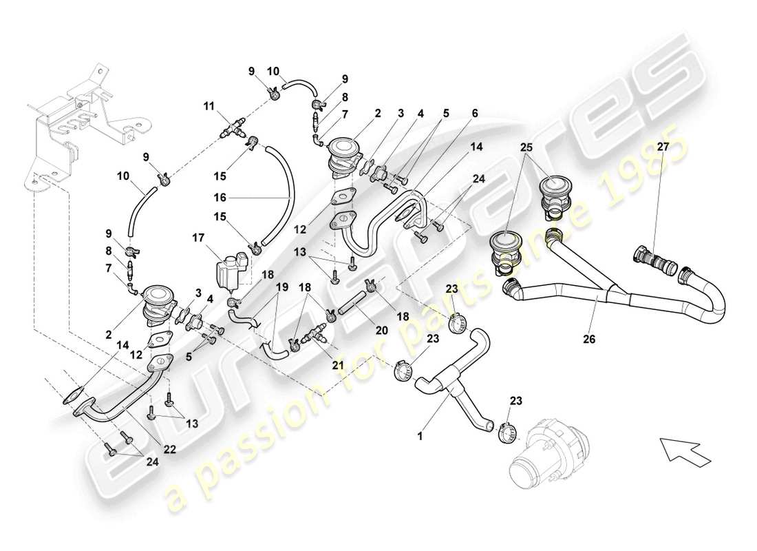 lamborghini gallardo spyder (2006) diagramma delle parti valvola kombi