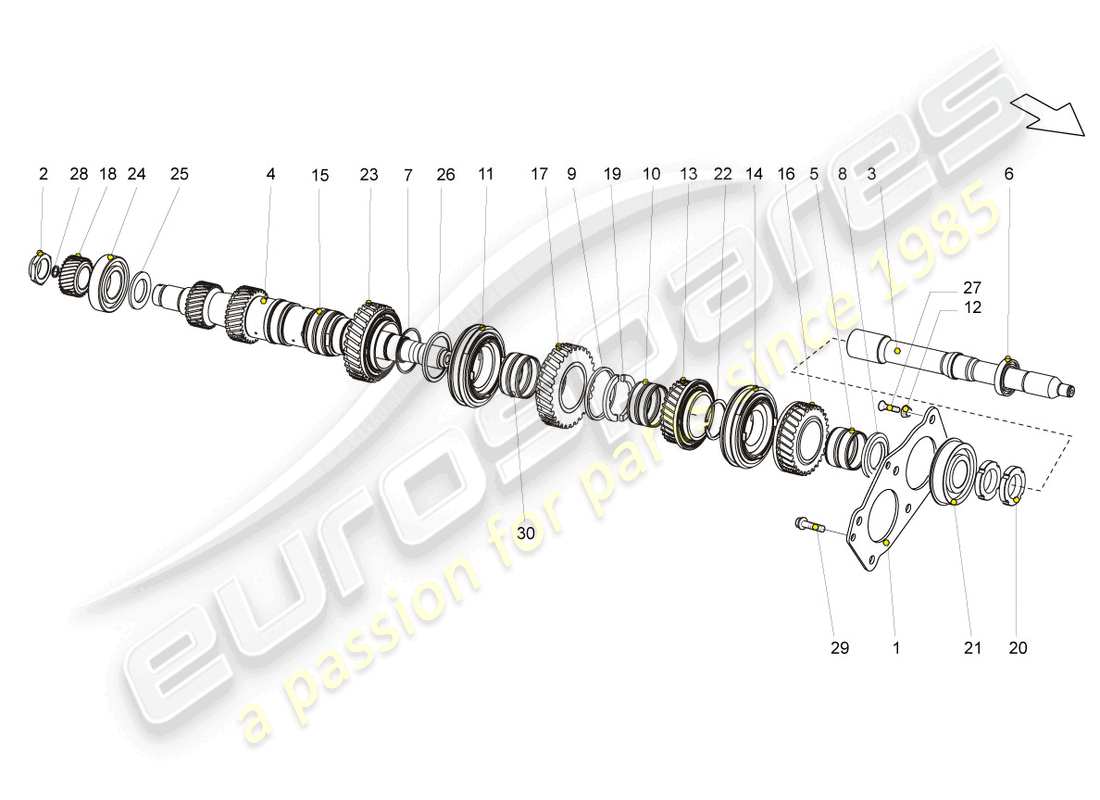 lamborghini gallardo spyder (2006) diagramma delle parti dell'albero di entrata