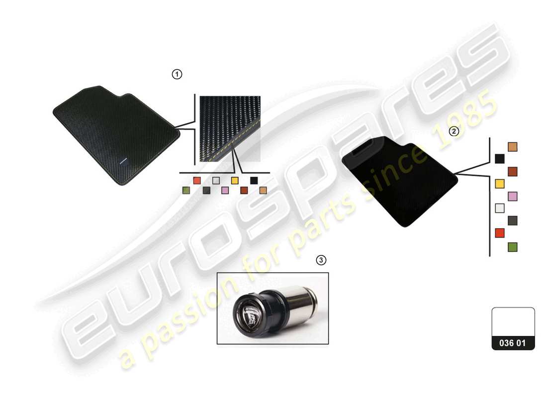 lamborghini accessories (tecnica) attrezzature interne diagramma delle parti