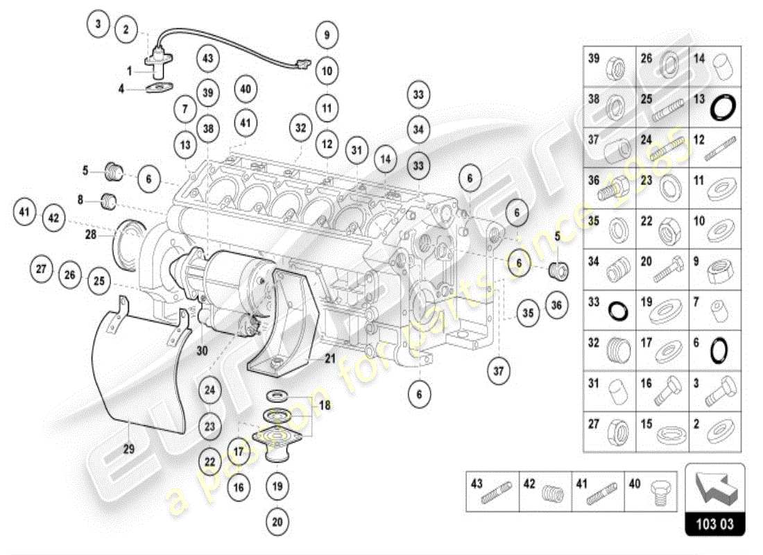 lamborghini diablo vt (1998) blocco motore diagramma delle parti