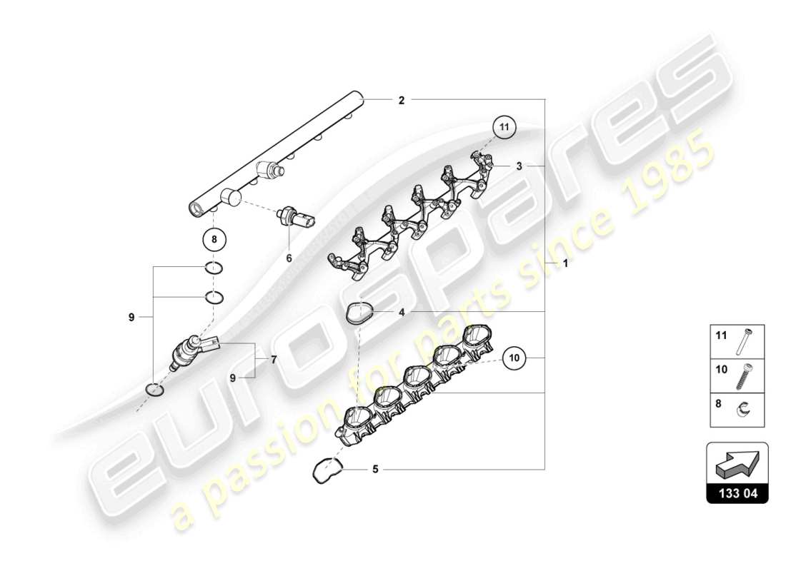 lamborghini tecnica (2024) valvola di iniezione diagramma delle parti