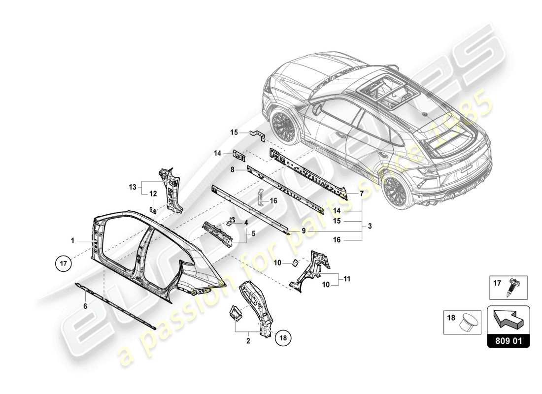 diagramma della parte contenente il codice parte 8v0809237