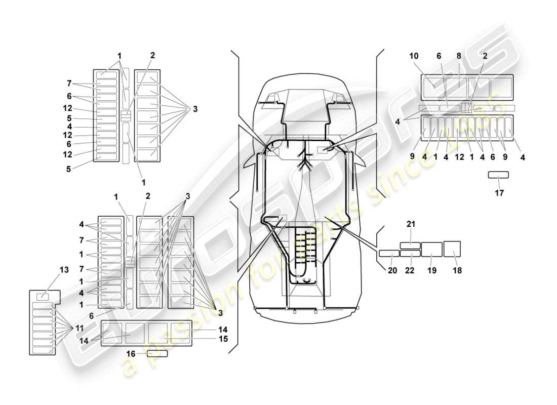 uno schema delle parti dal catalogo delle parti di Lamborghini LP640 Roadster (2010)