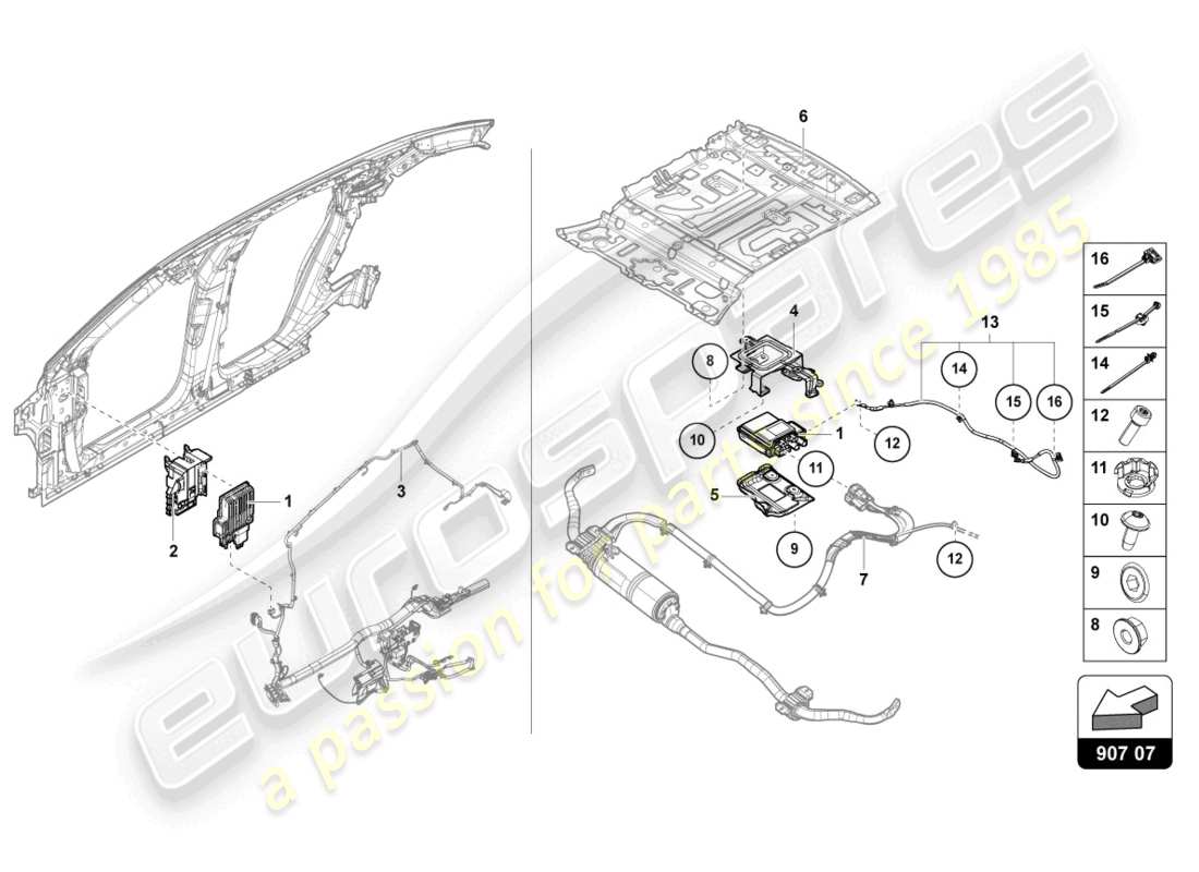 un diagramma delle parti dal catalogo delle parti Lamborghini Urus (2021)