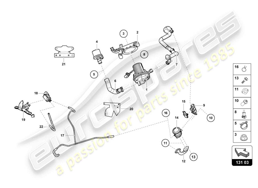 lamborghini tecnica (2024) pompa aria secondaria diagramma delle parti
