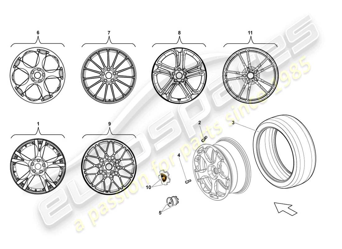 un diagramma delle parti dal catalogo delle parti lamborghini lp560-4 coupe (2009)
