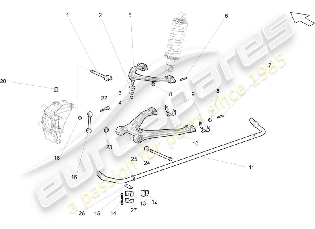 un diagramma delle parti dal catalogo delle parti lamborghini gallardo spyder (2006)