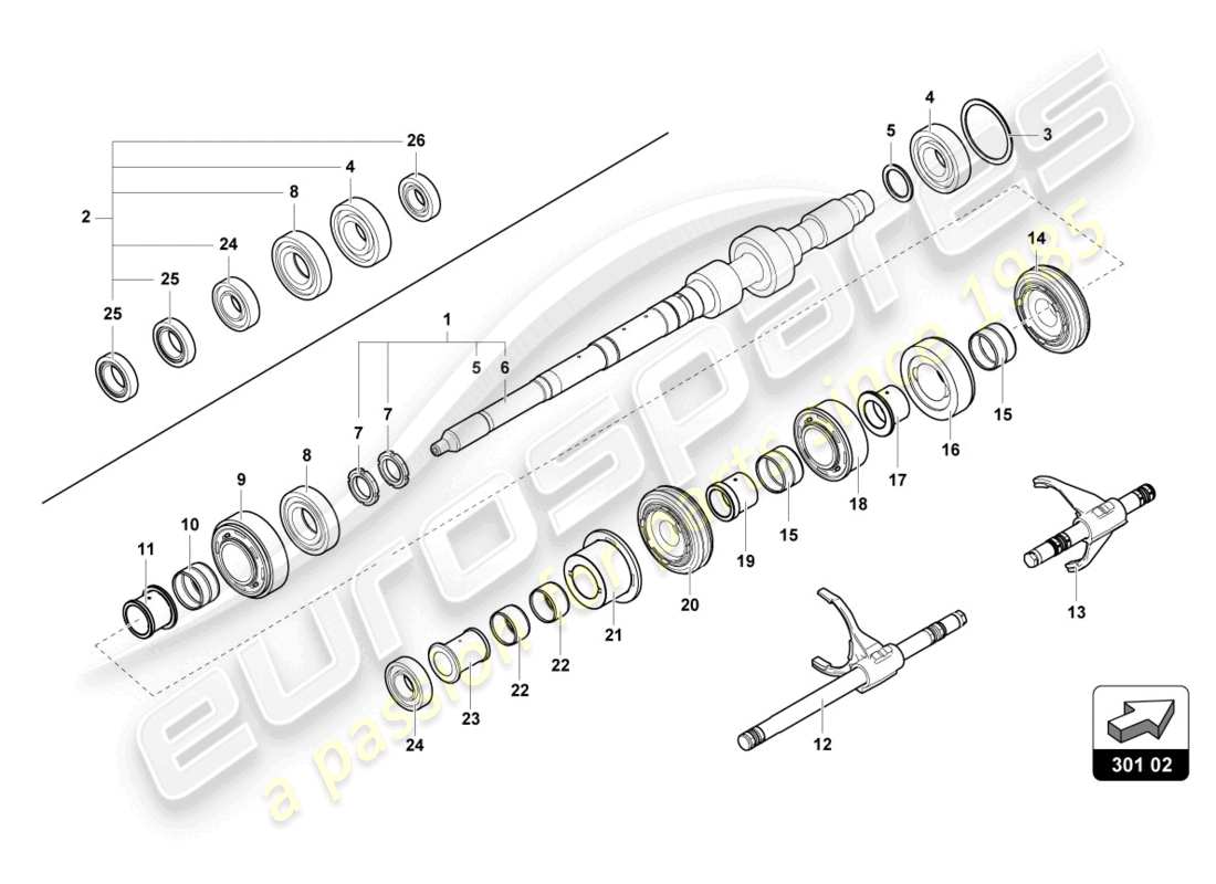 lamborghini countach lpi 800-4 (2022) albero del riduttore diagramma delle parti