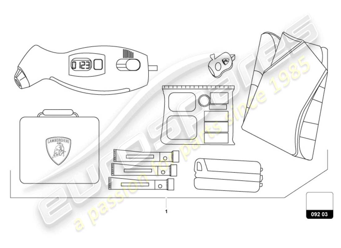 lamborghini revuelto coupe (accessories) schema delle parti dell'attrezzatura di sicurezza