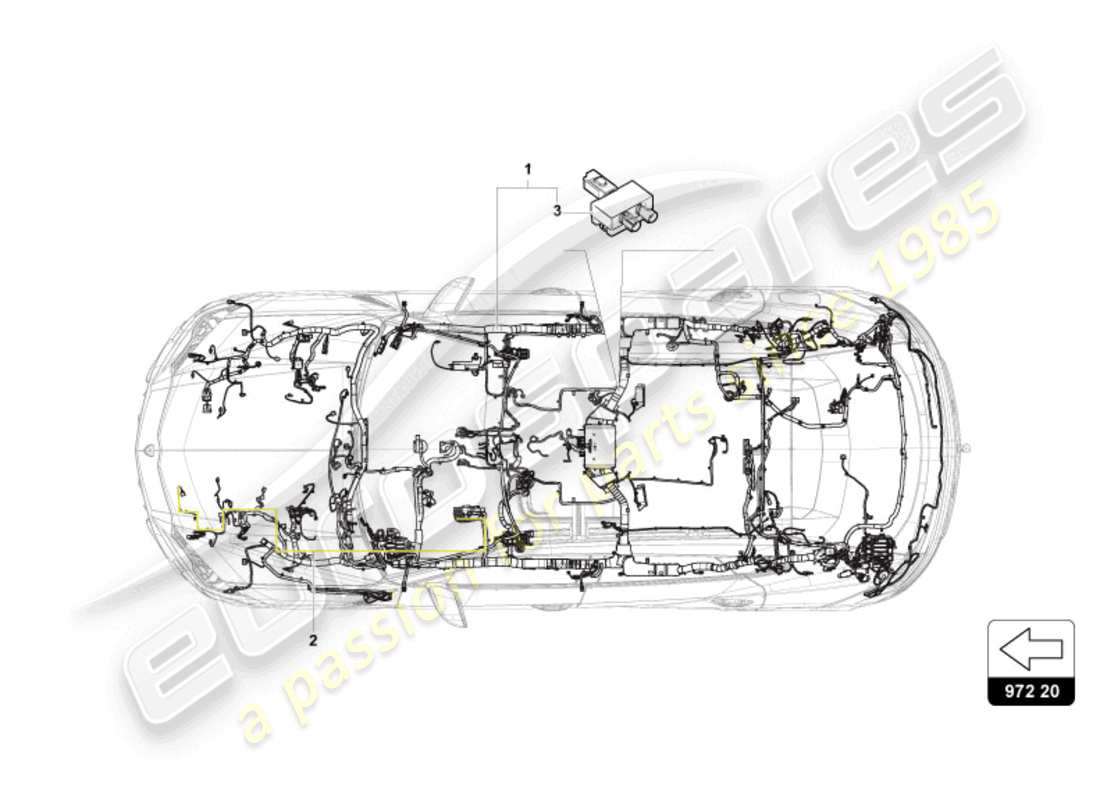 lamborghini urus (2020) cablaggio per interni diagramma delle parti