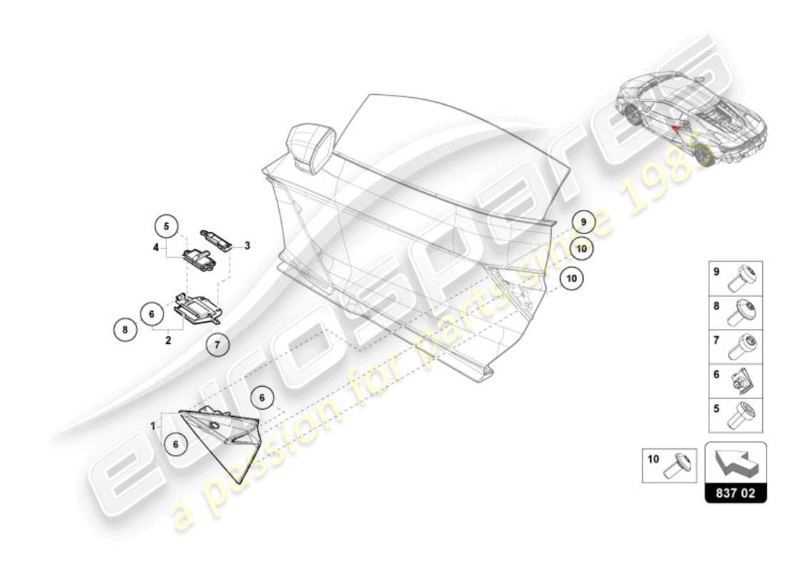 lamborghini revuelto coupe (2024) maniglie diagramma delle parti