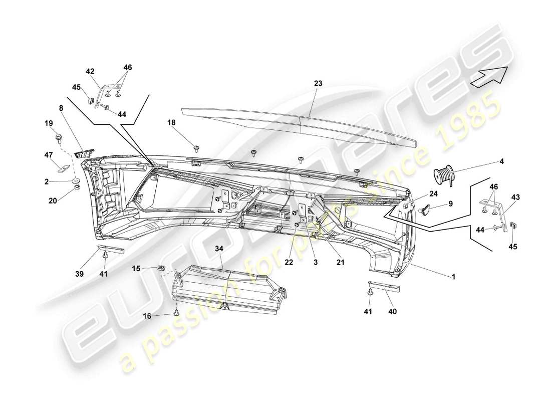 lamborghini lp570-4 sl (2014) paraurti anteriore diagramma delle parti