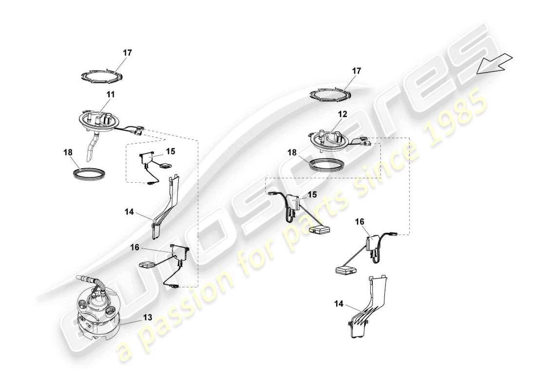 lamborghini lp570-4 sl (2012) unità di erogazione carburante e sensore per indicatore carburante schema delle parti